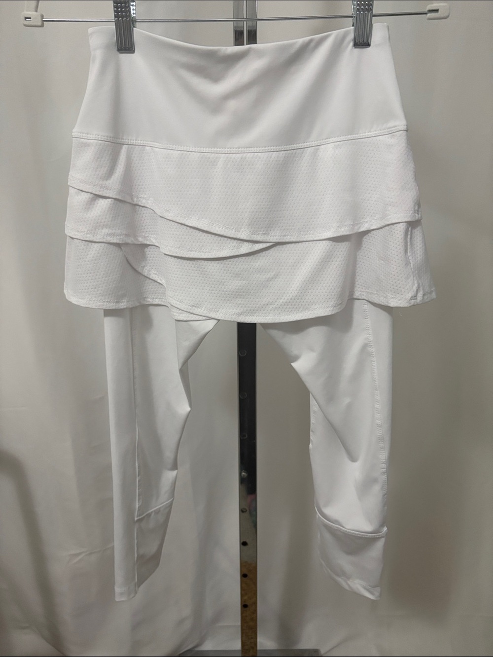 Lucky In Love-White Skirted Leggings - Layered Pickleball Tennis Skort Style - Picture 3 of 11